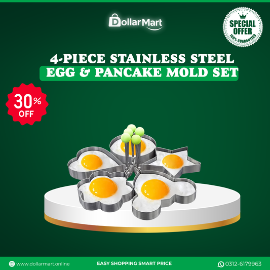4-Piece Stainless Steel Egg & Pancake Mold Set