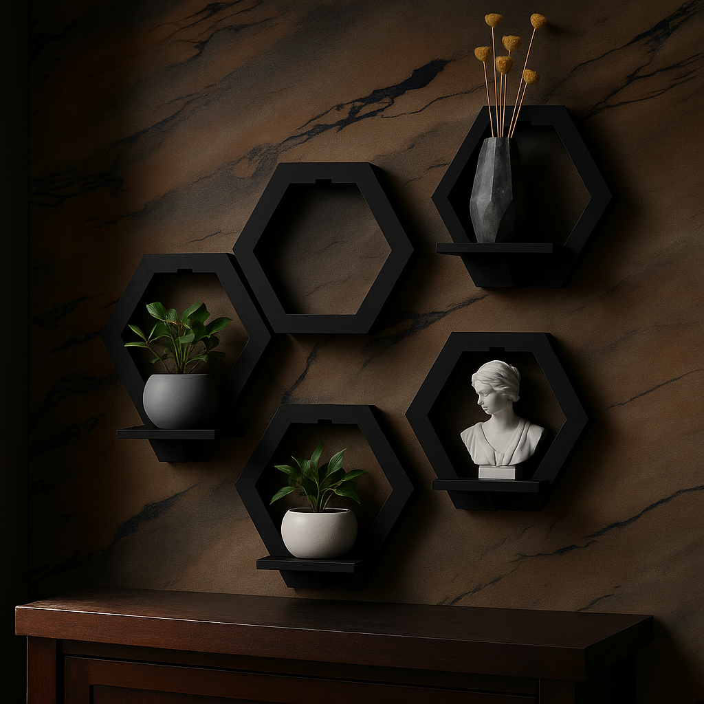 Set of 4 Decorative Wall Shelves Multiple Designs