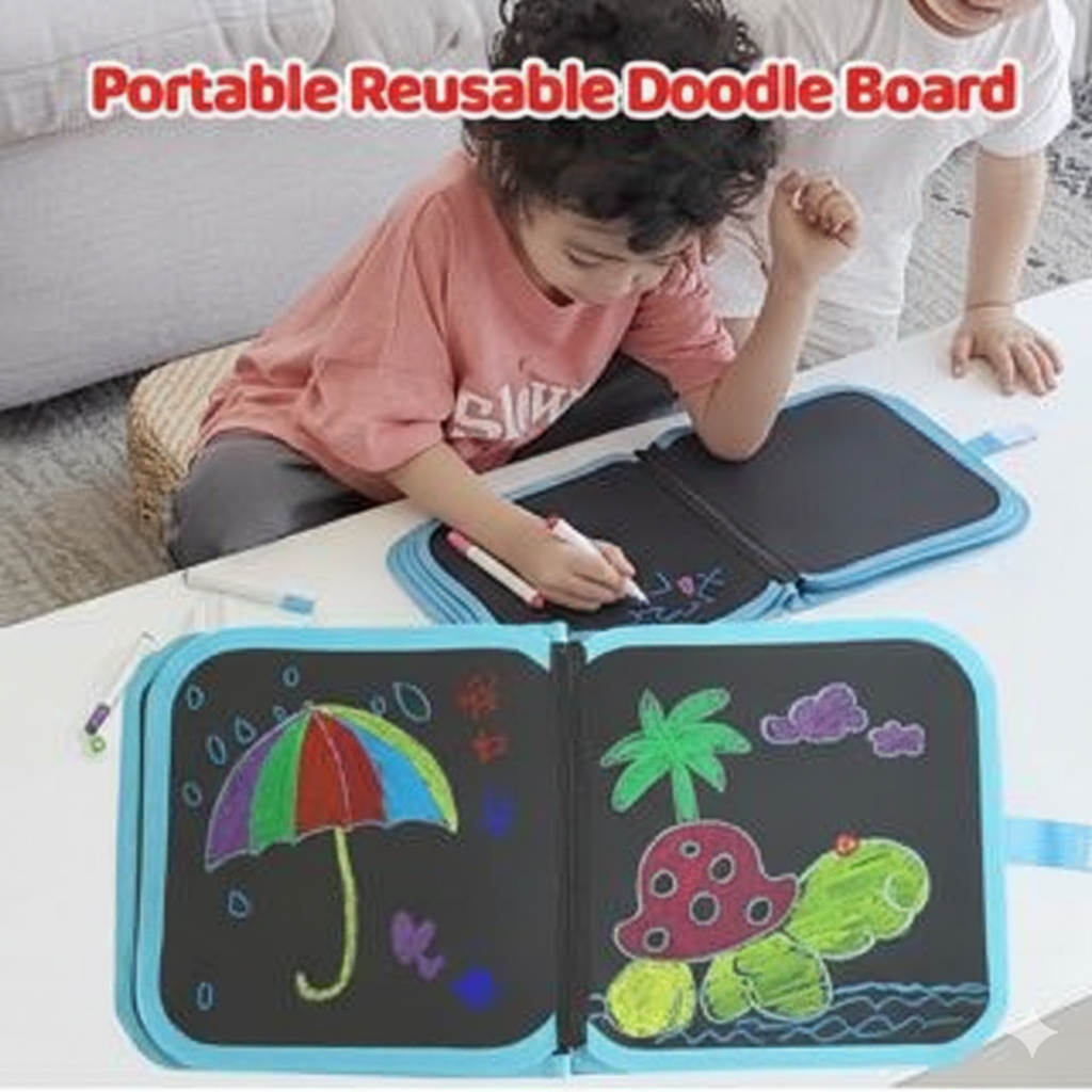 Kids Reusable Doodle Drawing Book with 12 Color Pens