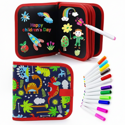 Kids Reusable Doodle Drawing Book with 12 Color Pens