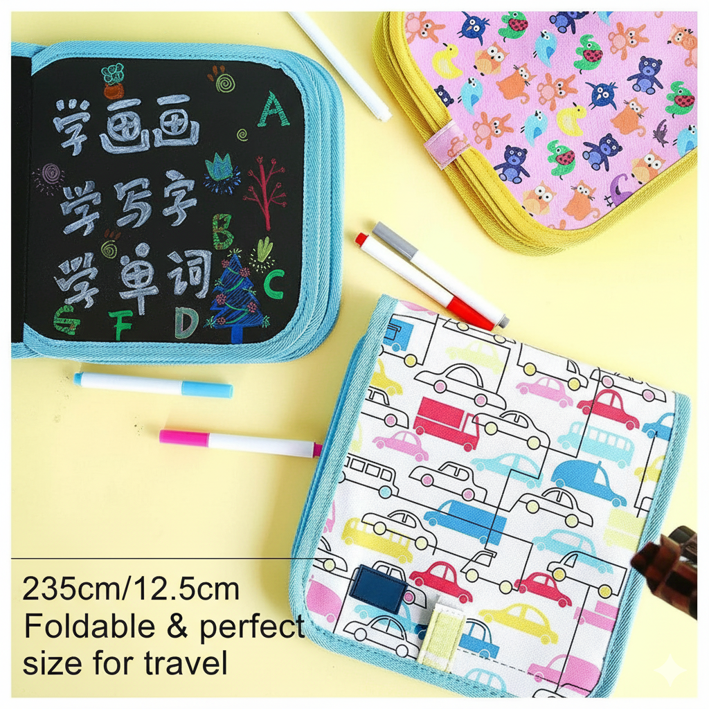 Kids Reusable Doodle Drawing Book with 12 Color Pens