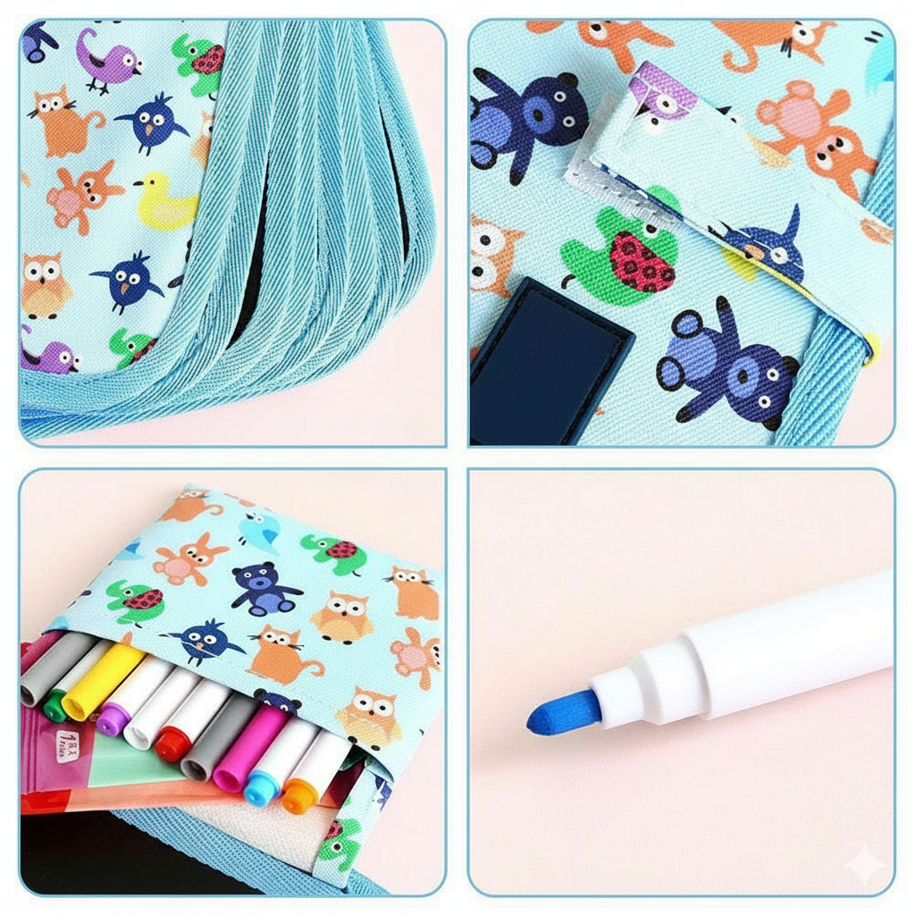 Kids Reusable Doodle Drawing Book with 12 Color Pens