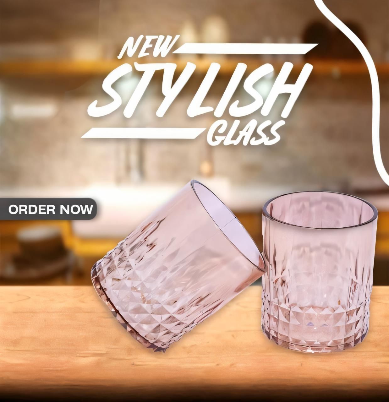 Premium Quality Sprinkle Shape Pack of 2 Plastic Material Water Glass