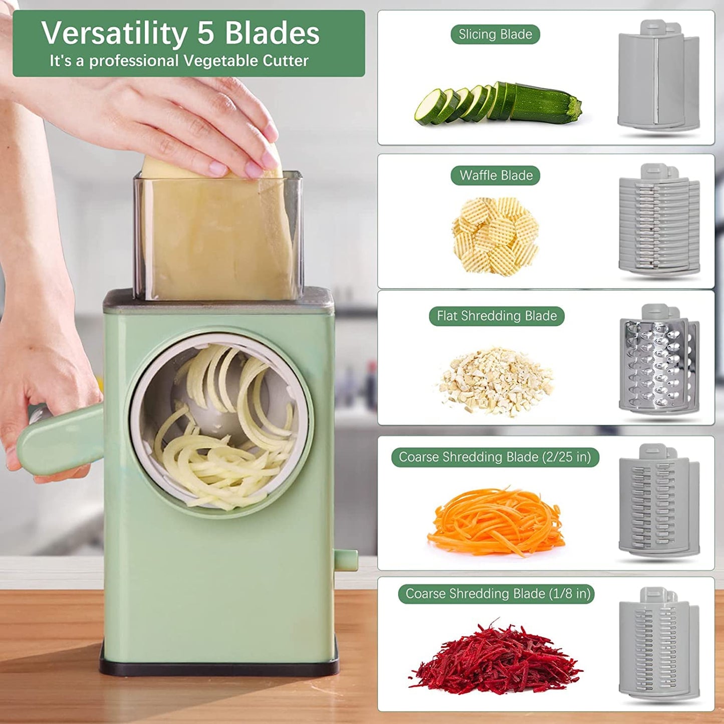 Multi-Functional 3-in-1 Rotary Vegetable Cutter