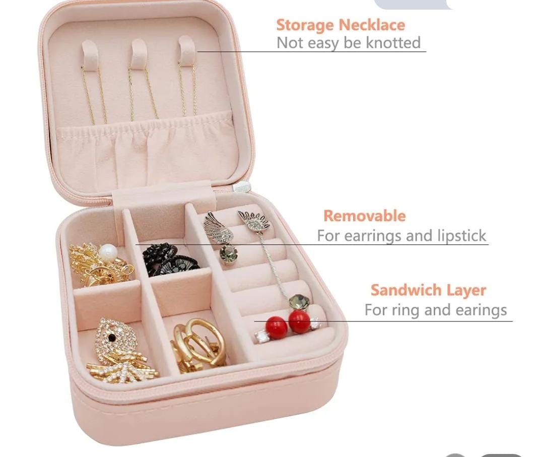 Portable PU Leather Jewelry Organizer Box