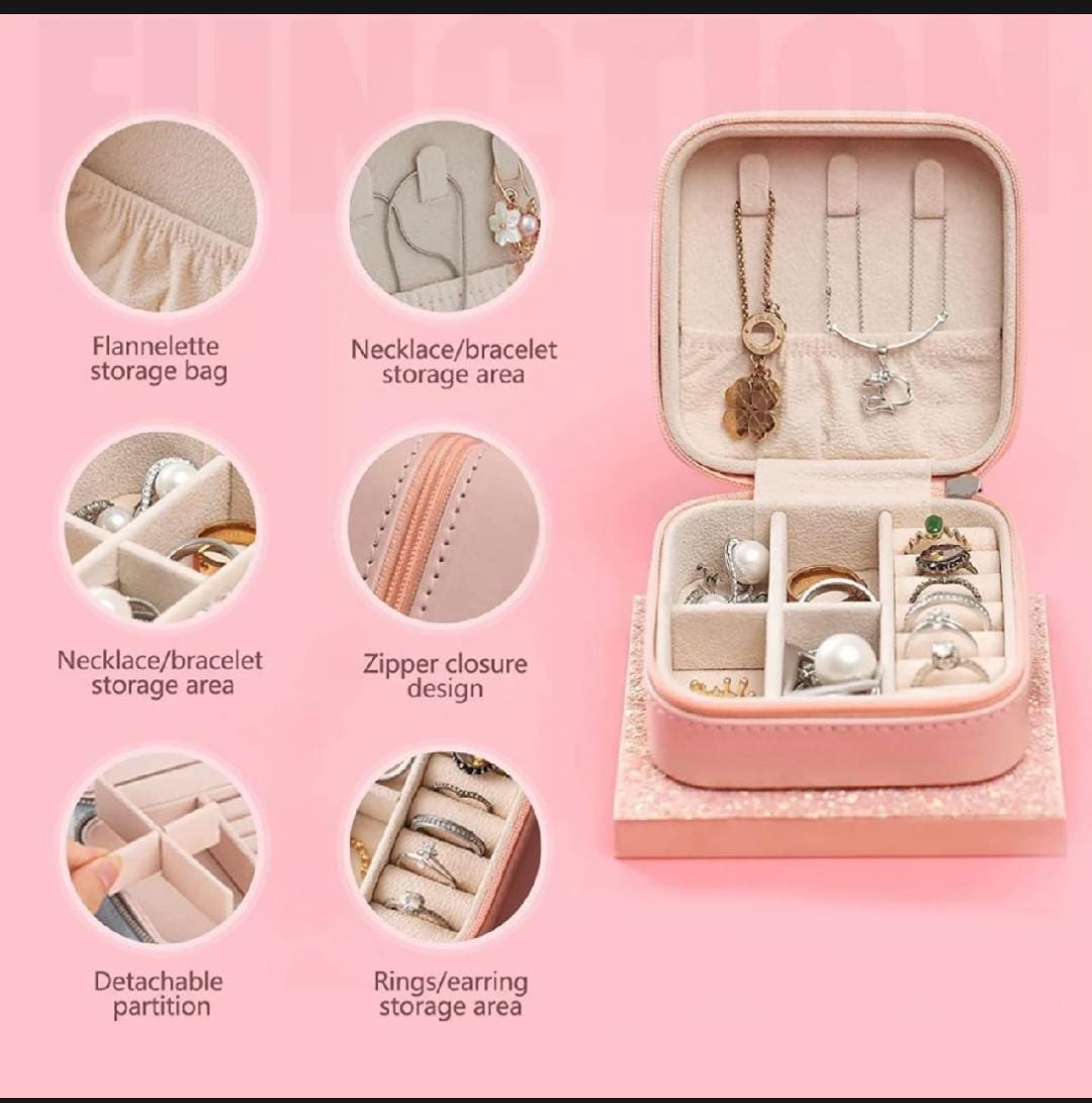 Portable PU Leather Jewelry Organizer Box