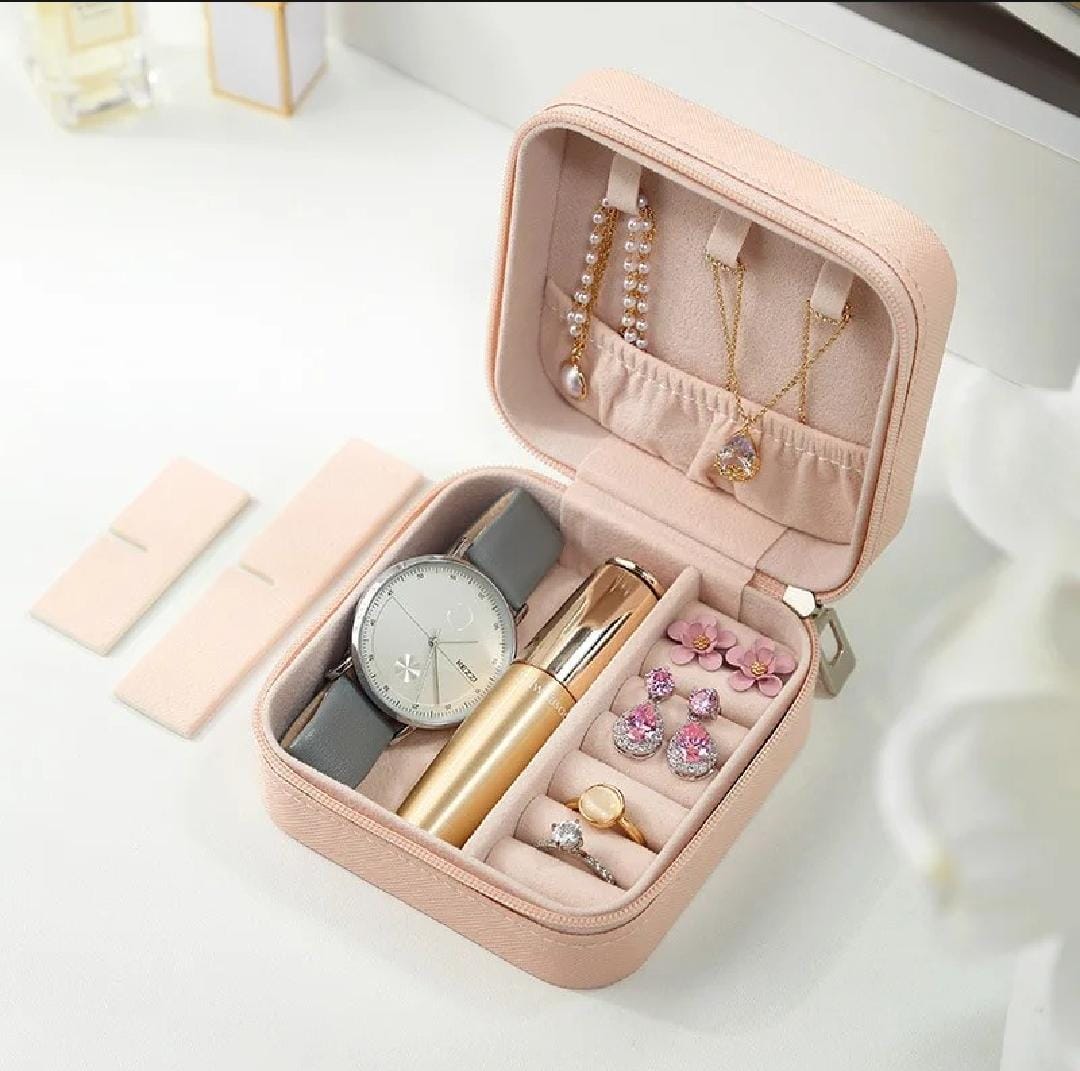 Portable PU Leather Jewelry Organizer Box