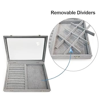 Velvet Jewelry Organizer Box with Clear Lid