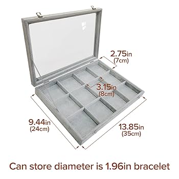 Velvet Jewelry Organizer Box with Clear Lid