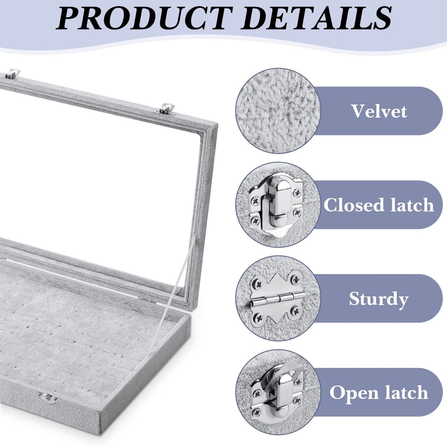 Velvet Jewelry Organizer Box with Clear Lid