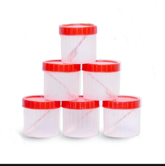 Pack of 6 , 2 Transparent Plastic Round Storage Jars with Spoons