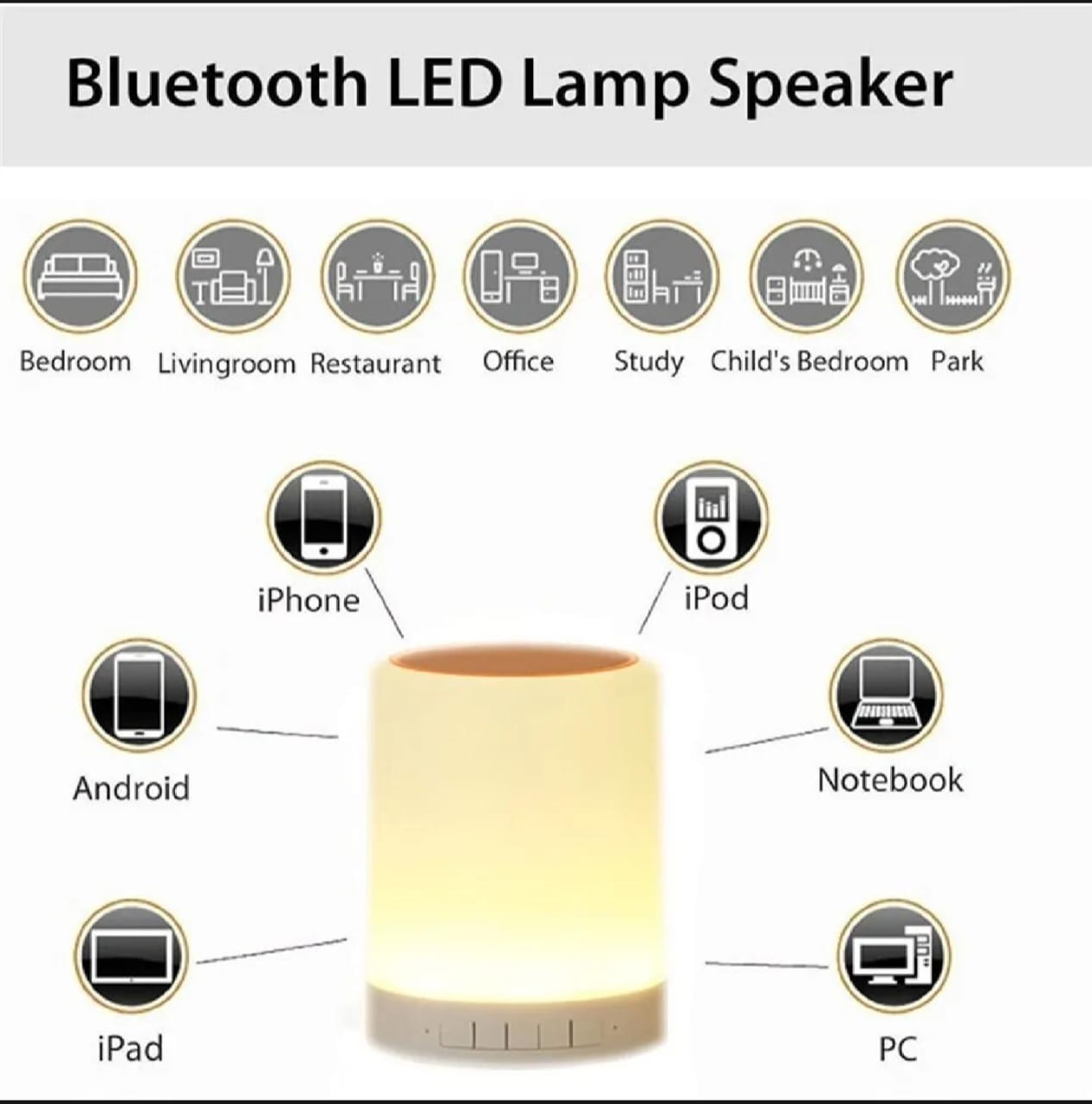 Bluetooth LED Lamp Speaker 7 Color Touch Light