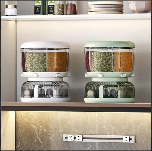 Rotating Grain Dispenser With Egg Storage Tray