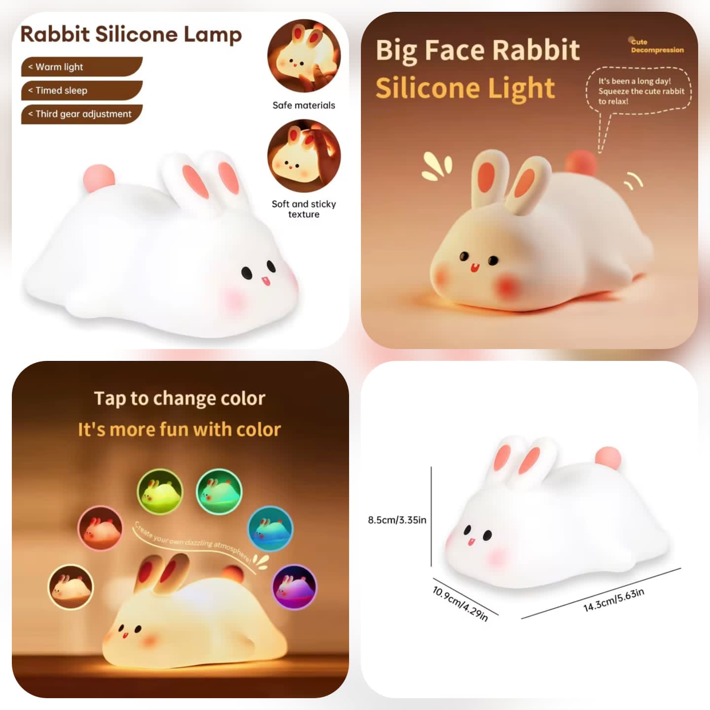 Rabbit Silicone Night Light with Music & Timer
