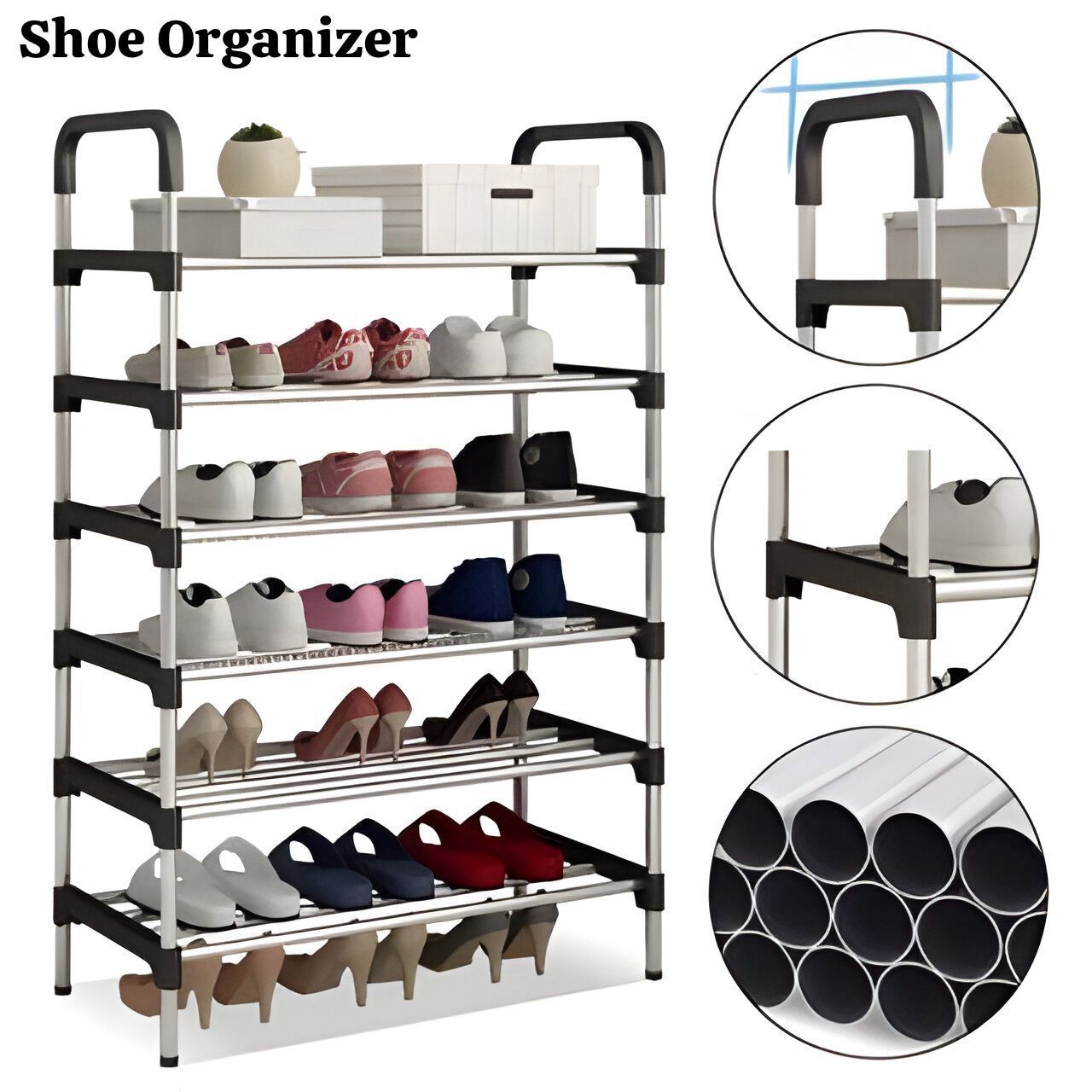 6 Layer Pure Stainless Steel Pipes Shoes Organizer