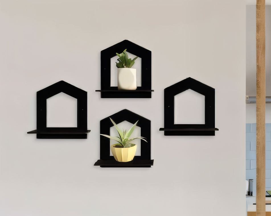 Set of 4 Decorative Wall Shelves Multiple Designs