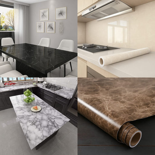 Self-Adhesive Waterproof Marble Sheet Roll – 4 Elegant Colors