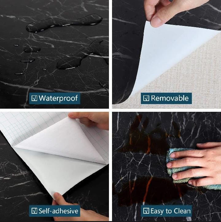 Self-Adhesive Waterproof Marble Sheet Roll – 4 Elegant Colors