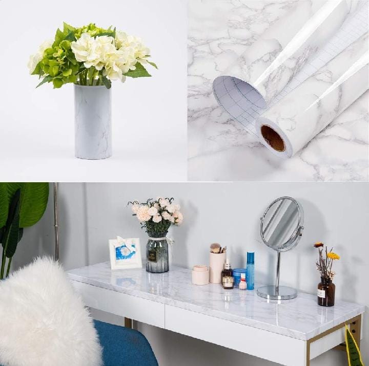 Self-Adhesive Waterproof Marble Sheet Roll – 4 Elegant Colors