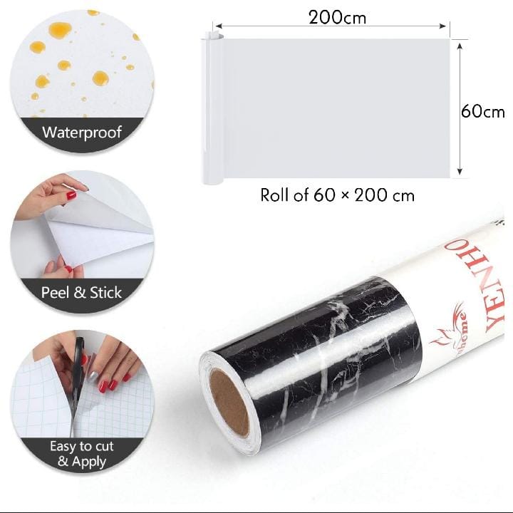 Self-Adhesive Waterproof Marble Sheet Roll – 4 Elegant Colors