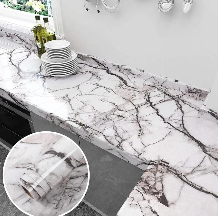 Self-Adhesive Waterproof Marble Sheet Roll – 4 Elegant Colors