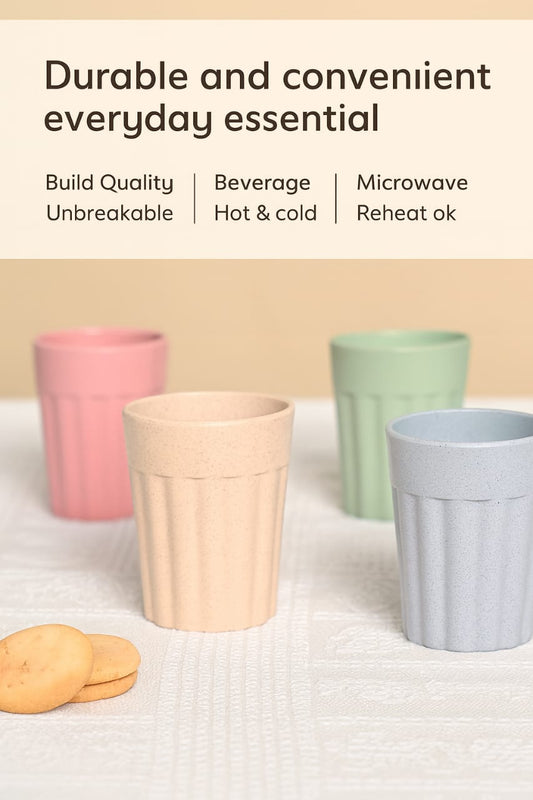 Set Of 4 PP Multicolor Unbreakable Glass