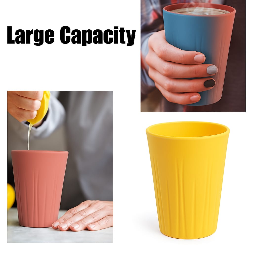 PP Multicolor Unbreakable Glass Set – 4 Pcs