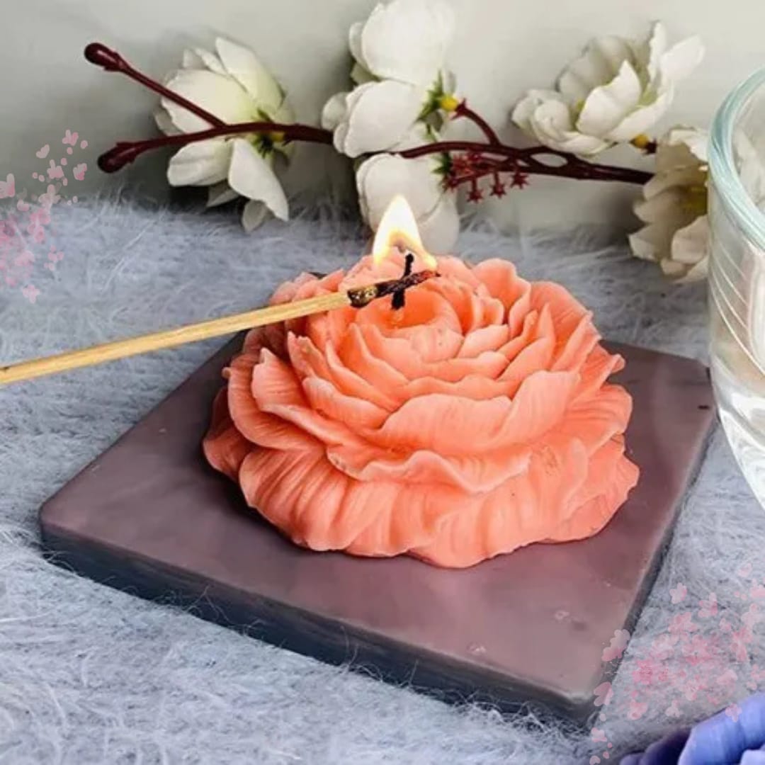 Peony Flower Shape Scented Candle
