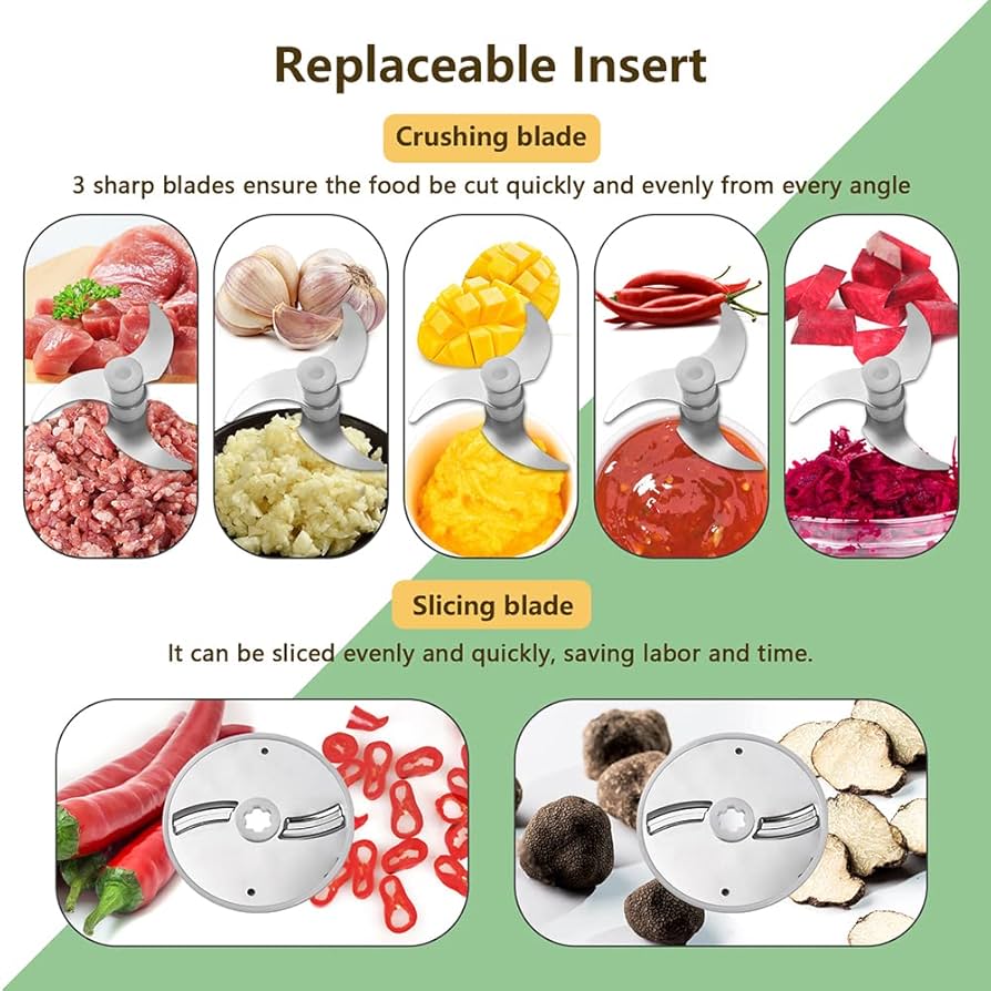 4 Blades Push Chopper with Stainless Steel Bowl