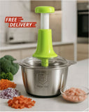 4 Blades Push Chopper with Stainless Steel Bowl