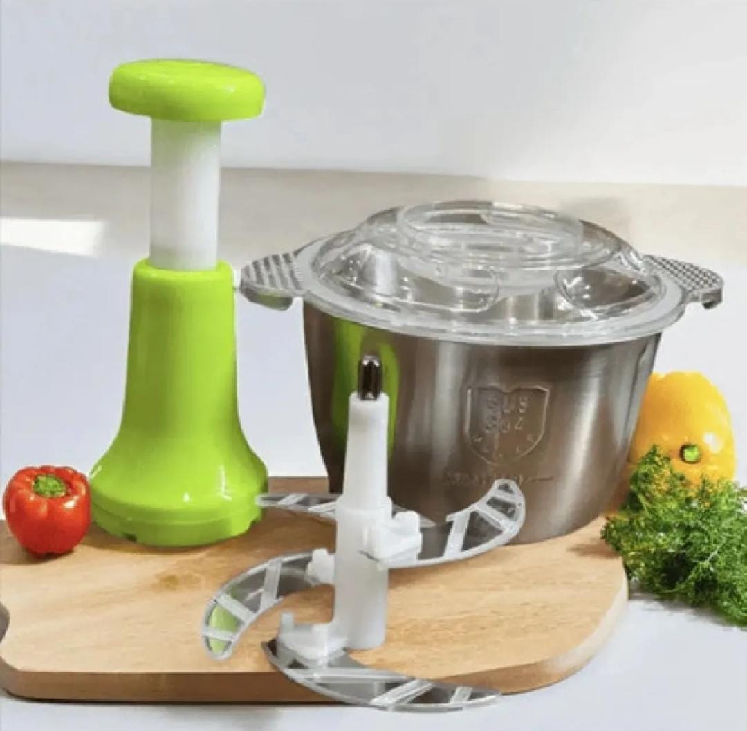 4 Blades Push Chopper with Stainless Steel Bowl