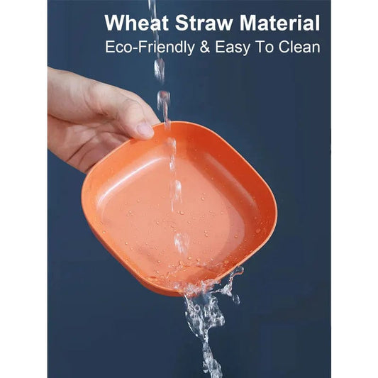 10Pcs Straw Square Plates with Storage Box