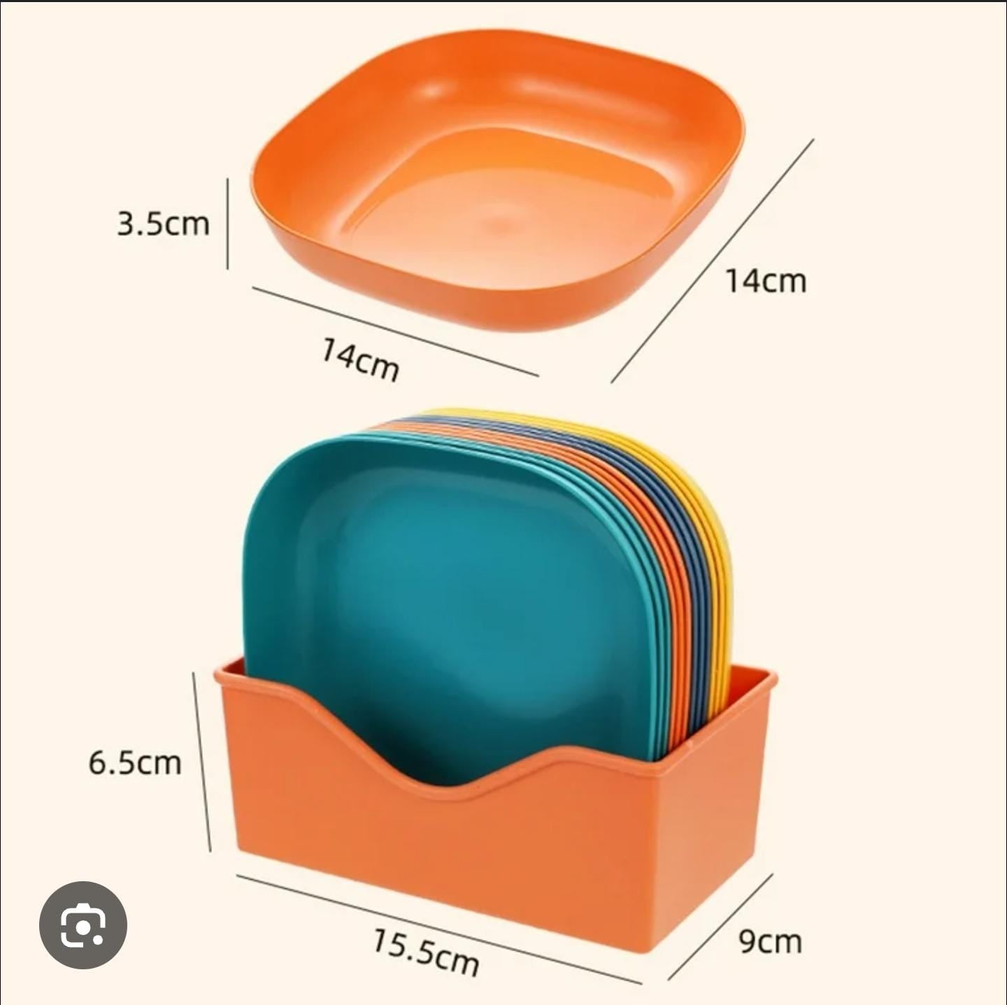 10Pcs Straw Square Plates with Storage Box