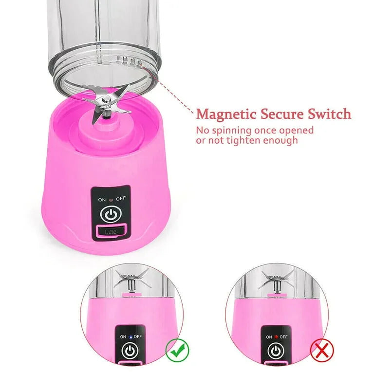 Mini USB Juicer Blender 6-Blade Rechargeable Portable Smoothie Maker
