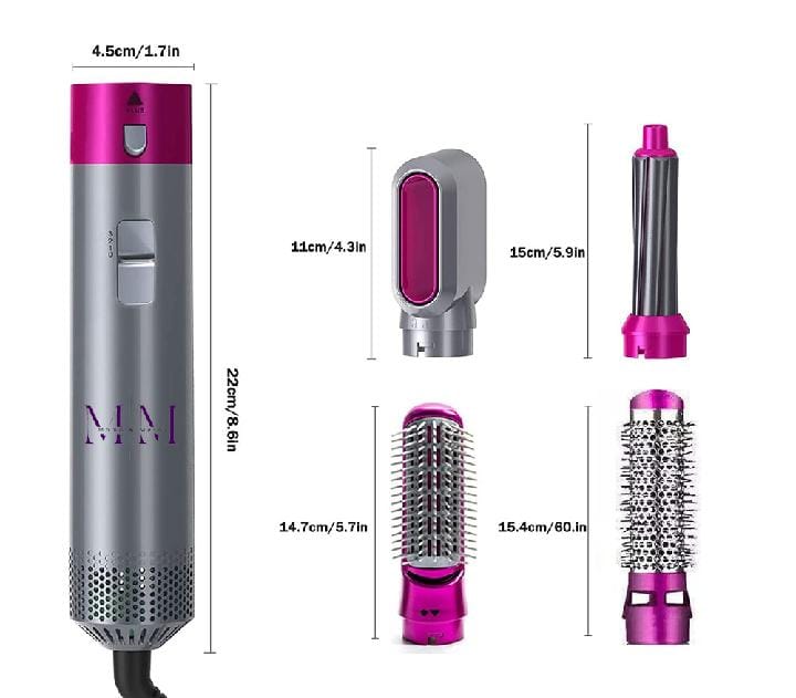 5-in-1 Electric Hot Air Brush Straightener & Dryer