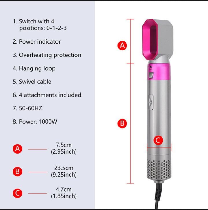 5-in-1 Electric Hot Air Brush Straightener & Dryer