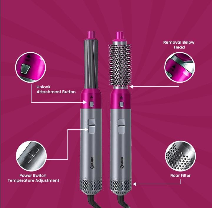 5-in-1 Electric Hot Air Brush Straightener & Dryer