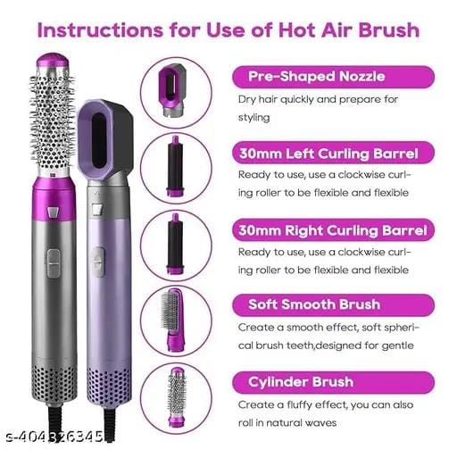 5-in-1 Electric Hot Air Brush Straightener & Dryer