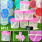 Pack of 6 , 2 Transparent Plastic Round Storage Jars with Spoons