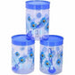Printed Plastic Storage Jar Set Of 2 With Colorful Lids