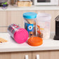 Printed Plastic Storage Jar Set Of 2 With Colorful Lids