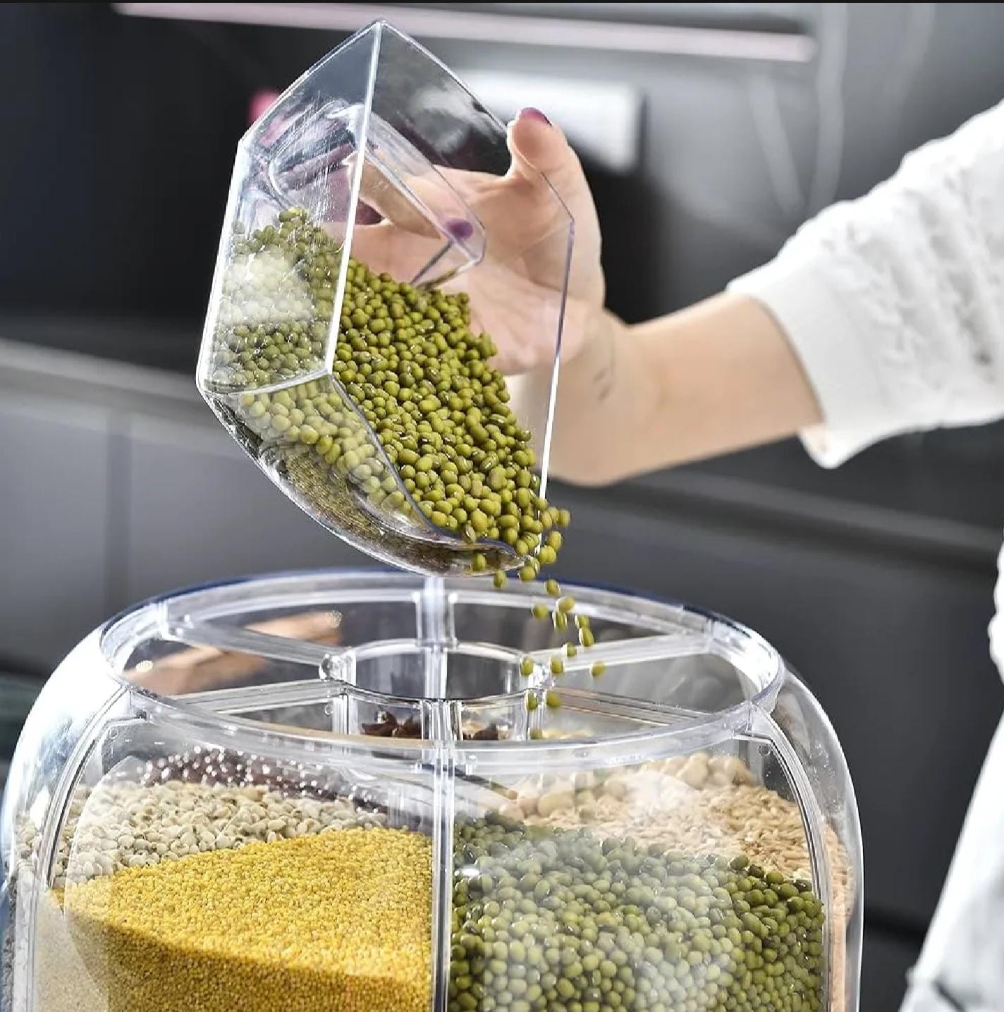 9KG Double Layer 360° Rotating Grain Dispenser