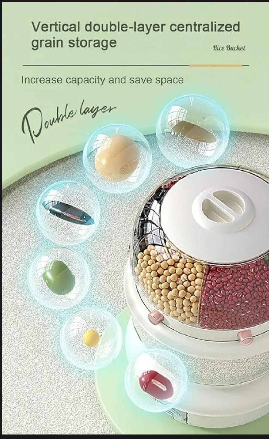 9KG Double Layer 360° Rotating Grain Dispenser