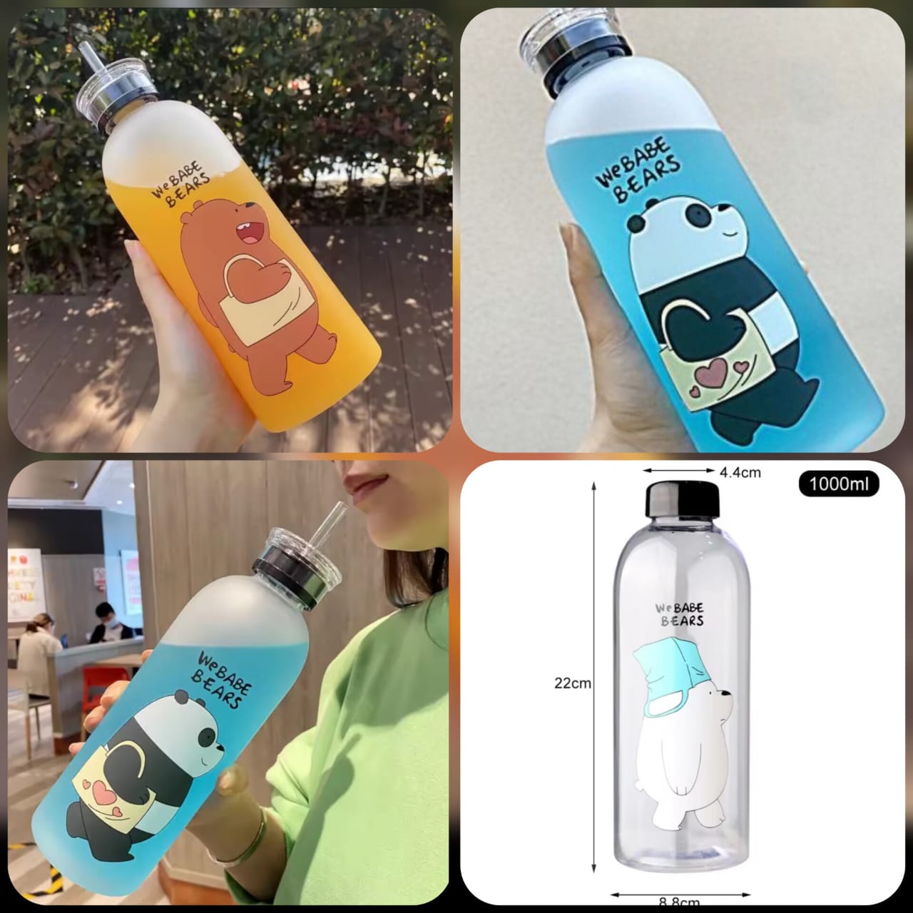 Bear Bottle With Straw Cap 1000ML