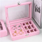 Velvet Jewelry Organizer Box with Clear Lid
