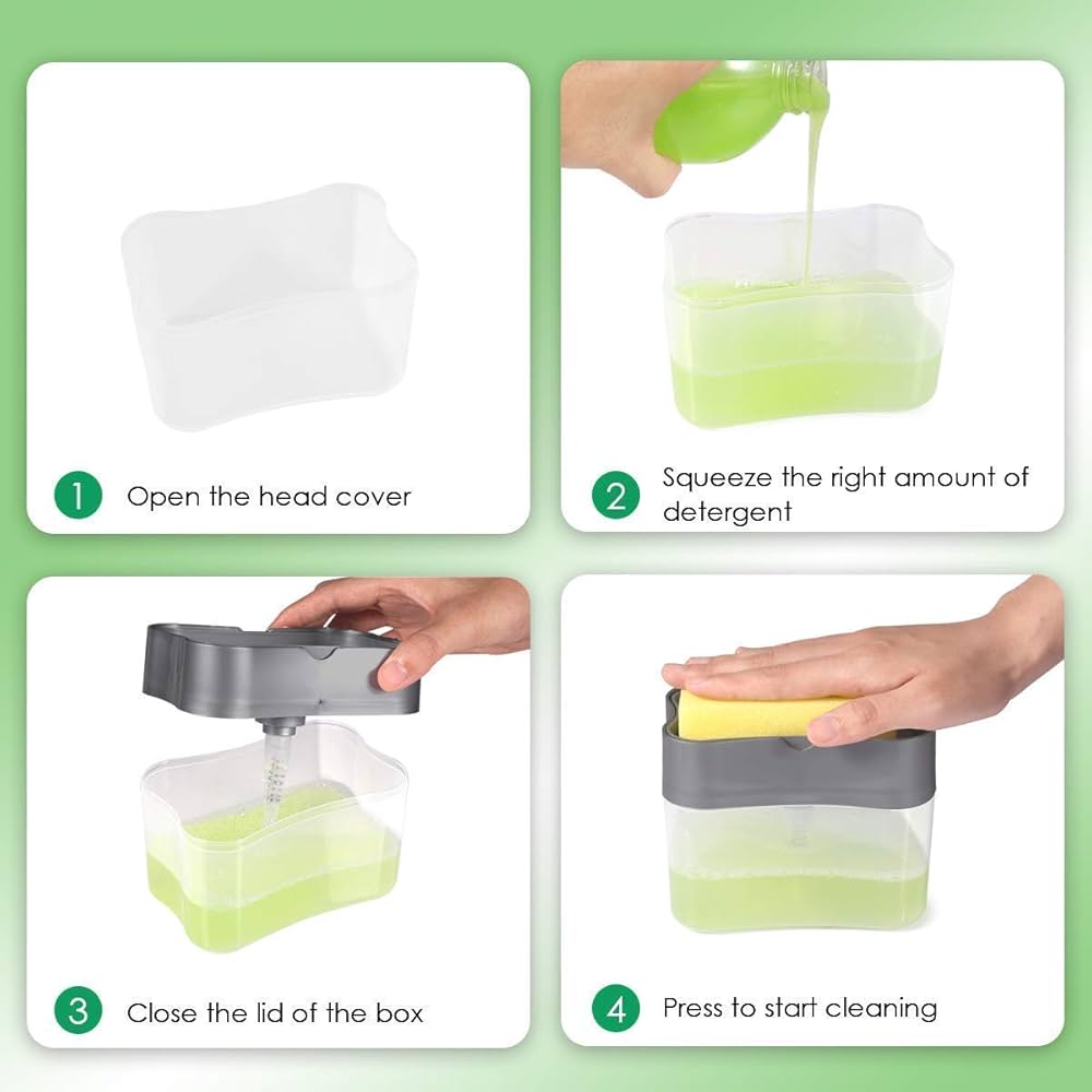 2 In 1 Soap Pump Dispenser with Sponge
