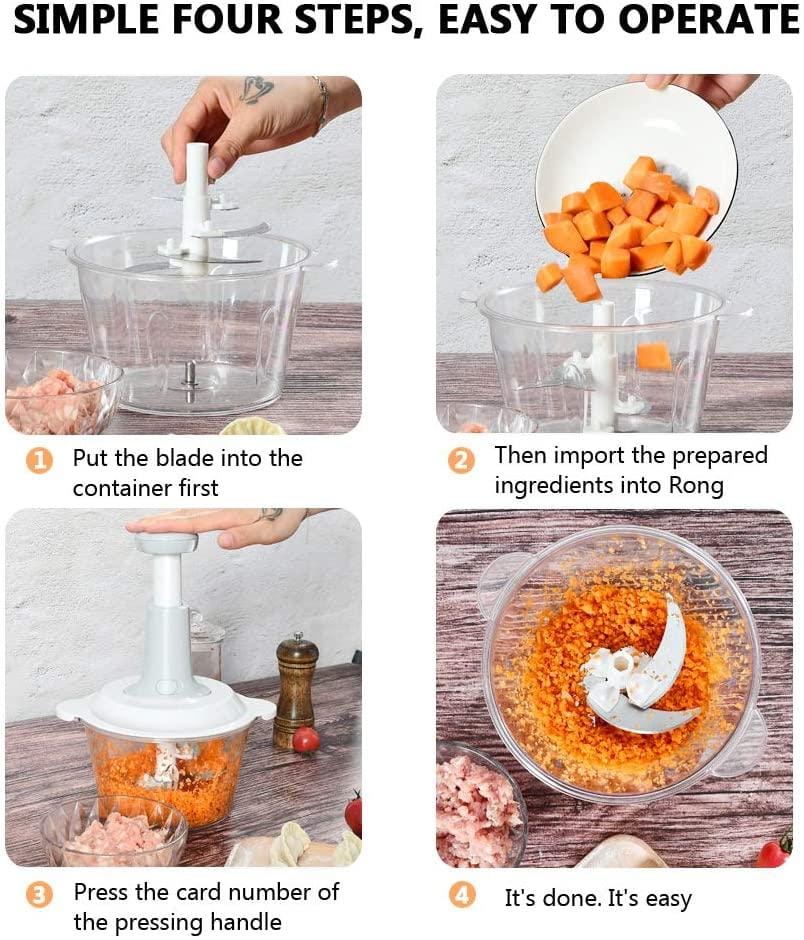Multifunction Hand Push Chopper With 3 Blades