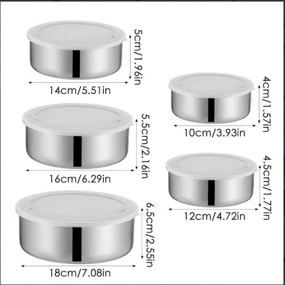 5 Pcs Stainless Steel Bowl Set