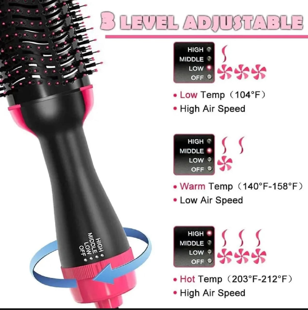 3 In 1 Electric Hot Air Brush Straightener and Dryer