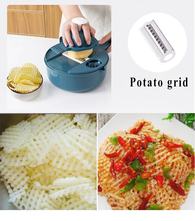 Multi-Function 9-in-1 Vegetable Basket Cutter & Slicer